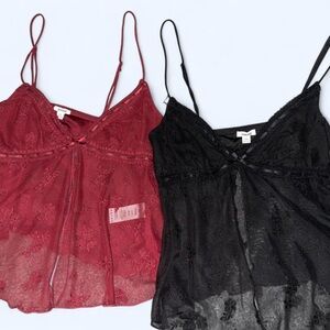 garage black & red lace trimaway cami bundle worn once in good condition